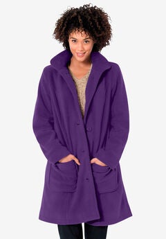 Hooded A-Line Fleece Coat
