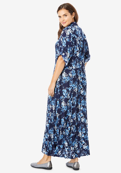 Roll-Tab Sleeve Crinkle Shirtdress, , alternate image number null