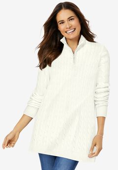 Cable Knit Half-Zip Pullover Sweater