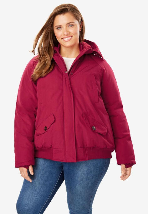 Hooded Arctic Bomber Jacket Plus Sizefaux Fur Coats Woman Within