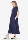 Short-Sleeve Scoopneck Empire Waist Dress, , alternate image number null