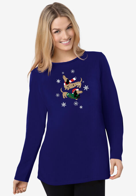 Holiday Graphic Tee, NAVY SNOW DOGS, hi-res image number null
