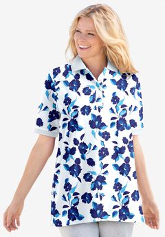 Elbow-Sleeve Polo Tunic