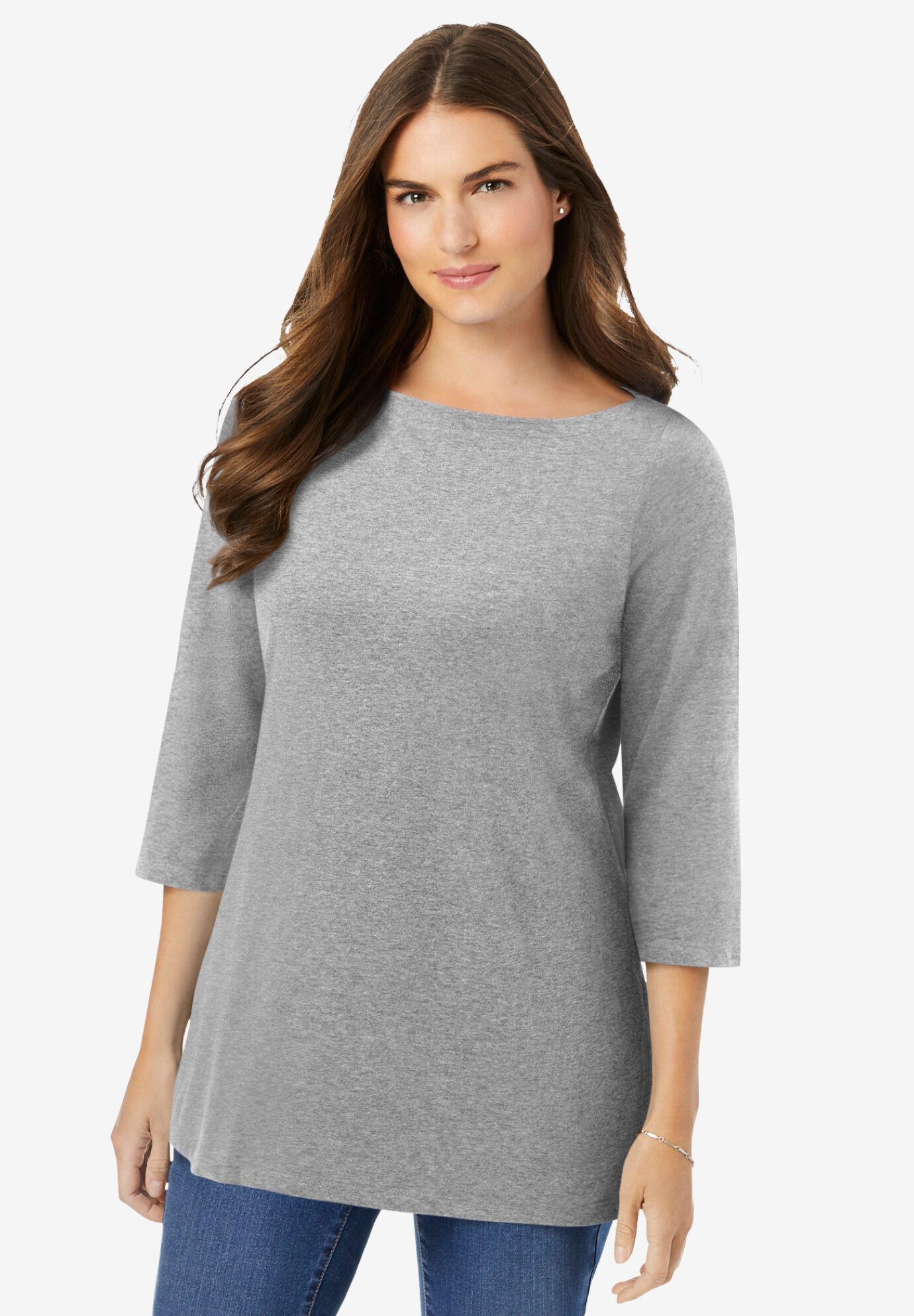 3/4 Sleeve Boatneck Tee Black main image 1