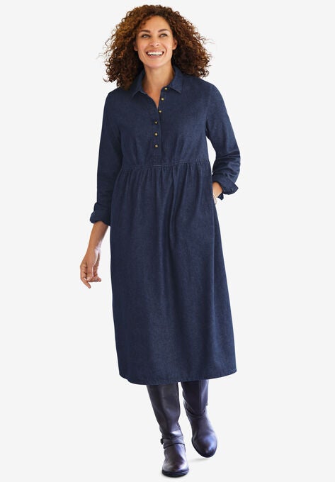 Denim Shirtdress, INDIGO WASH, hi-res image number null