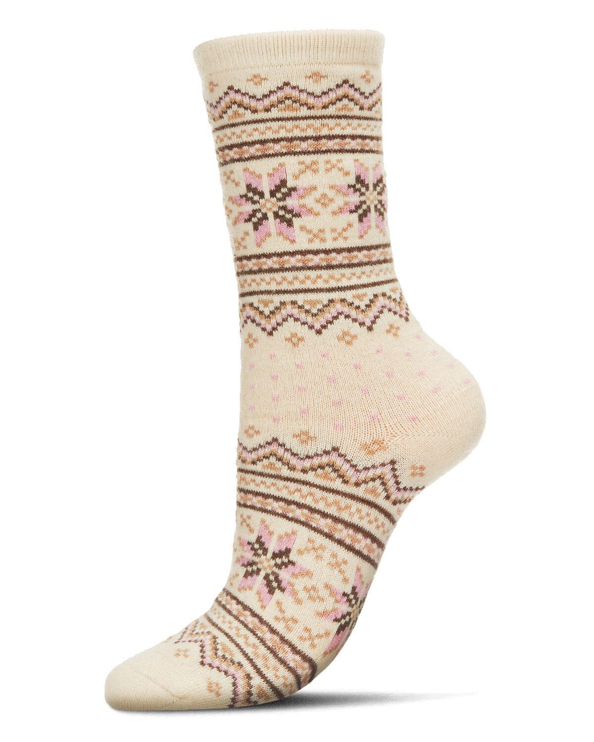 Women's Soft Fairisle Cashmere Blend Crew Socks, IVORY, hi-res image number 0