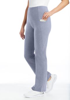 Stretch-Cotton Knit Pull-On Bootcut Pocket Leggings