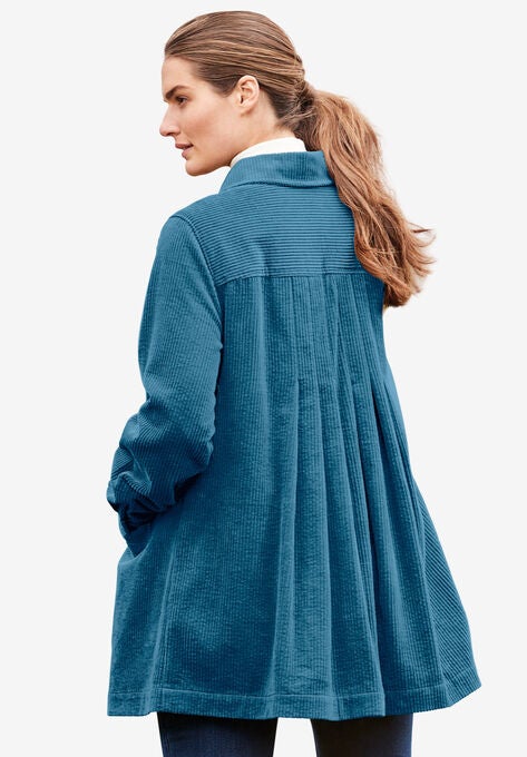 Pleat-Back Corduroy Jacket, ATLANTIC BLUE, hi-res image number null