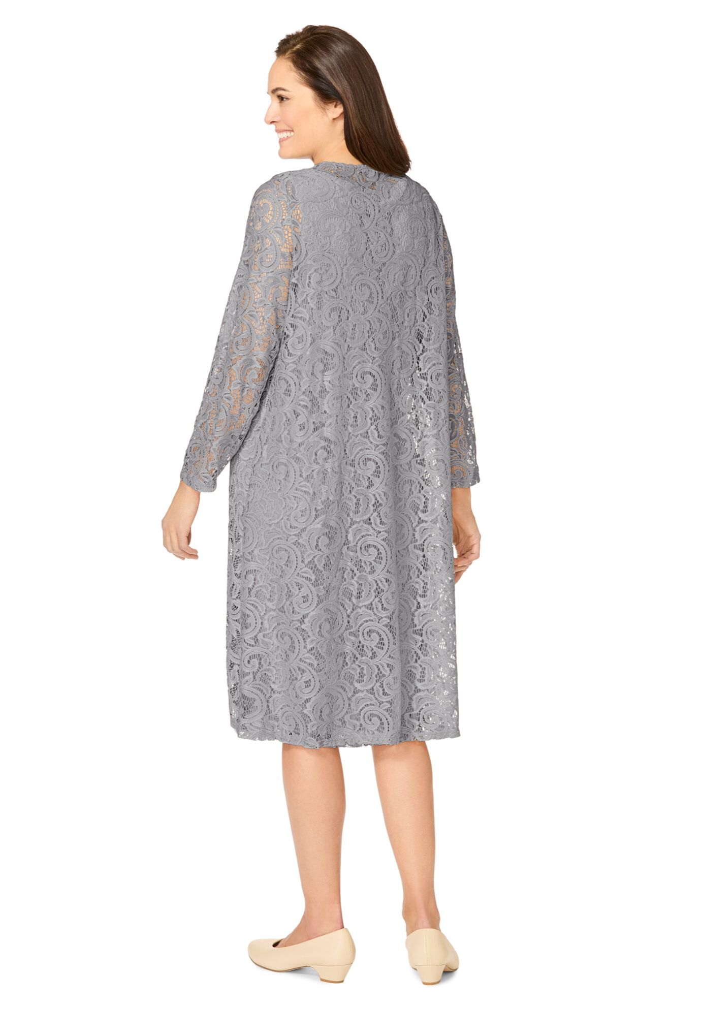2 piece Lace Jacket Dress, GREY, on-hover image number 1