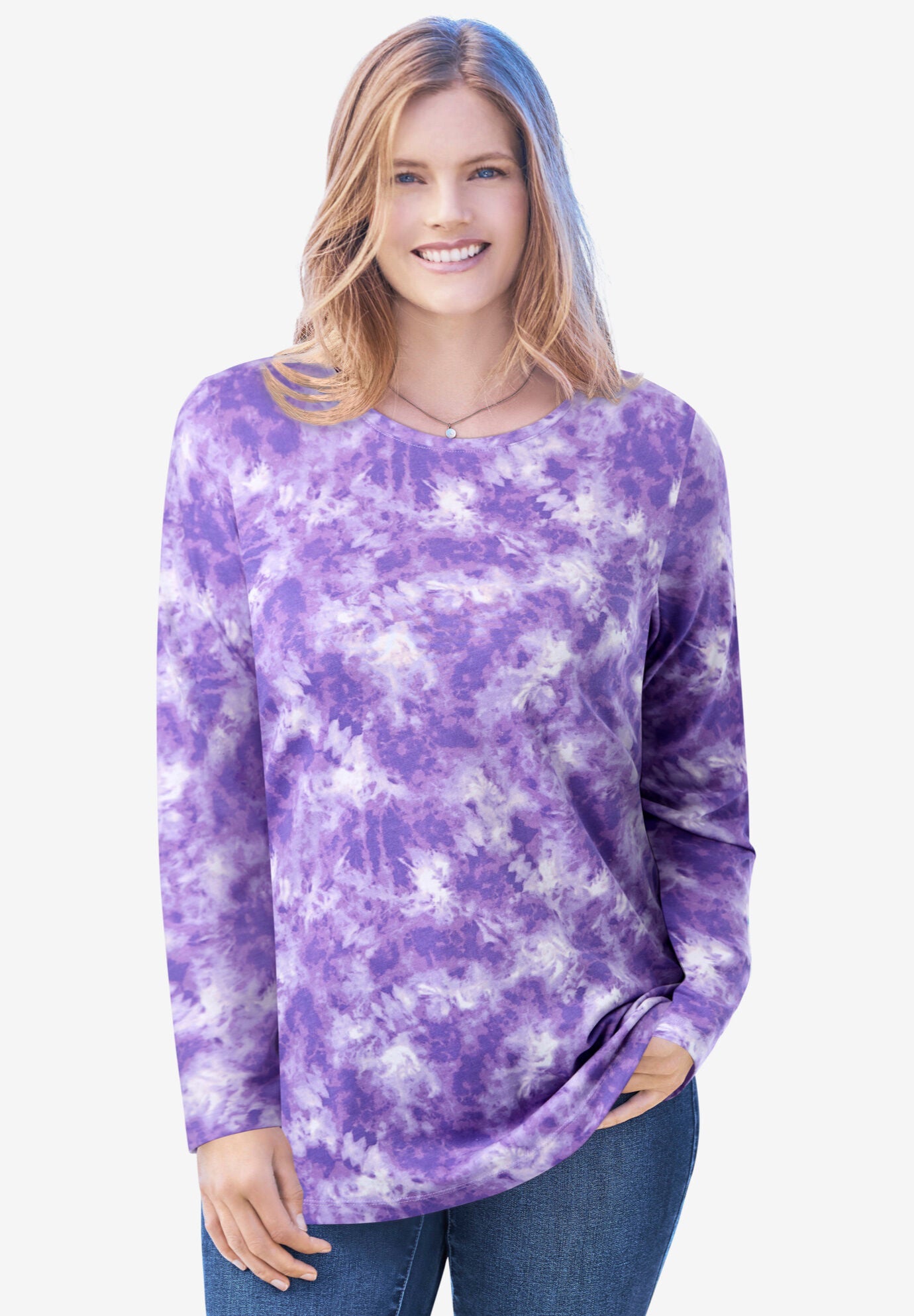 Stretchy Long Sleeve Crewneck Tee main image 0