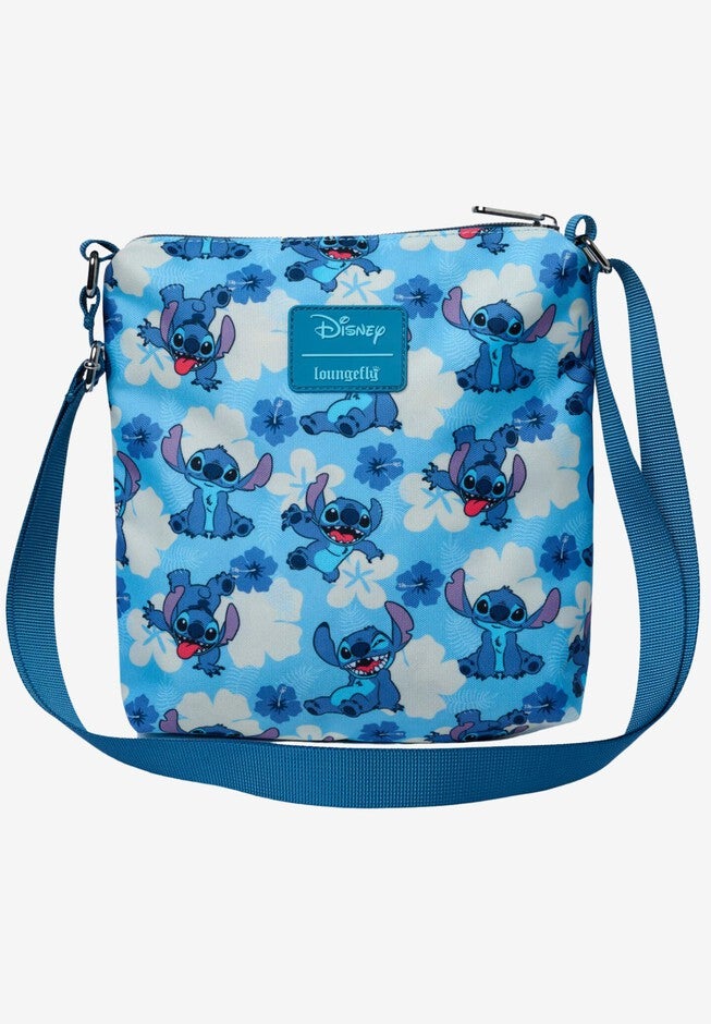 Loungefly x Disney Stitch Passport Crossbody Bag Blue All-Over Print, BLUE, on-hover image number null