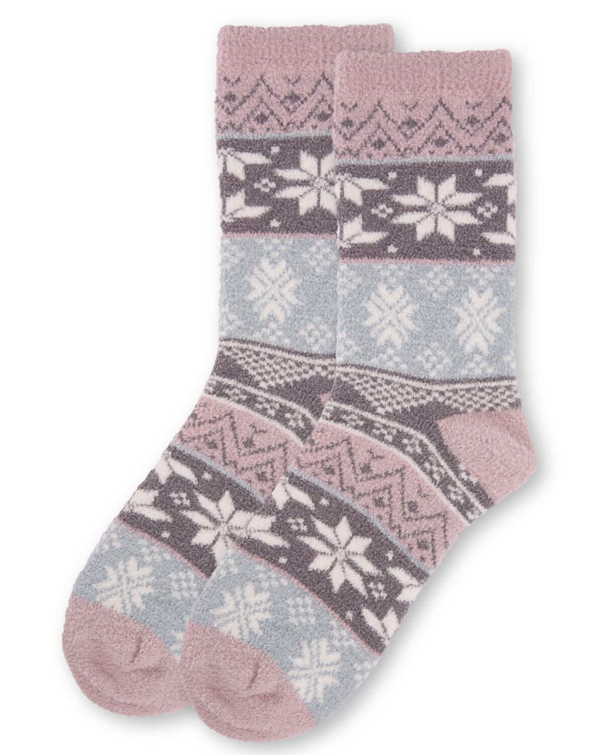 Women's Snowflake Fairisle Super Soft Cozy Crew Socks, VIOLET, alternate image number 2