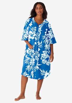 Short French Terry Zip-Front Robe
