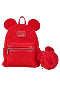 Loungefly Disney Mickey Ears Burnout Mini Backpack Red