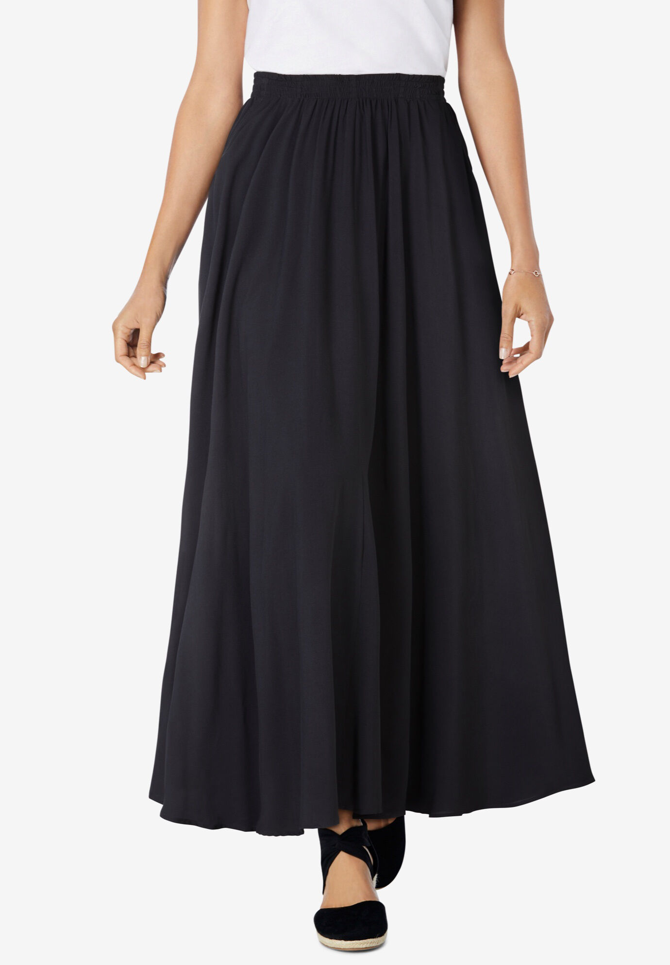 Pull-On Elastic Waist Soft Maxi Skirt | Woman Within
