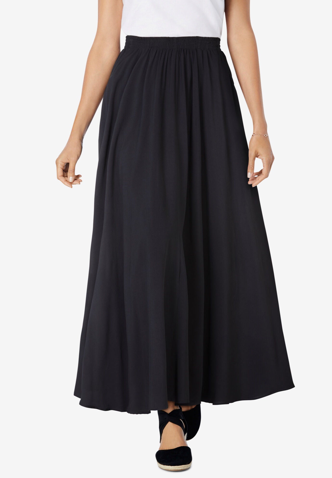 Elastic Waist Leather Maxi Skirt main image 1