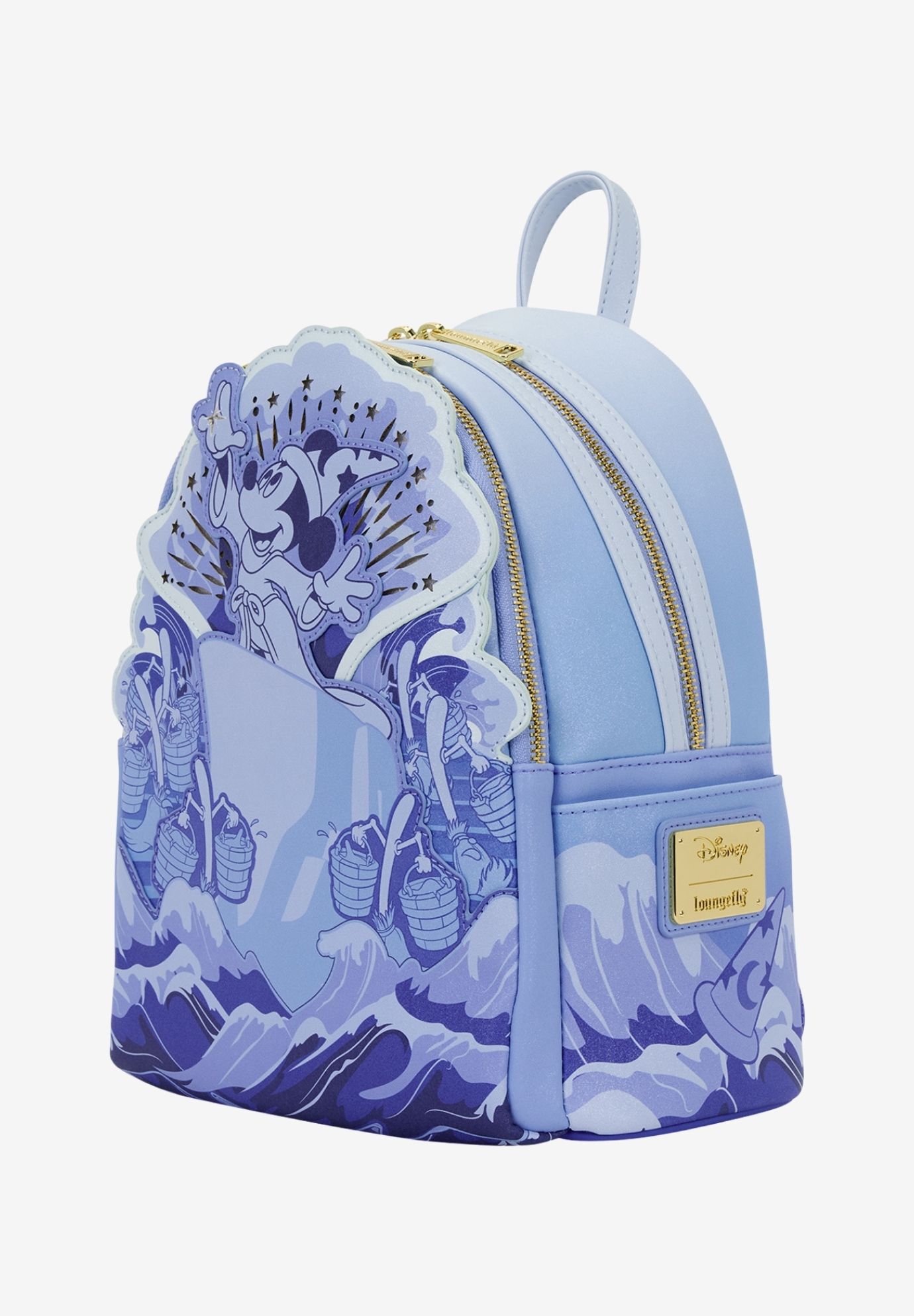 Loungefly x Disney Fantasia Mickey Mouse Light Up Mini Backpack, BLUE, alternate image number 4