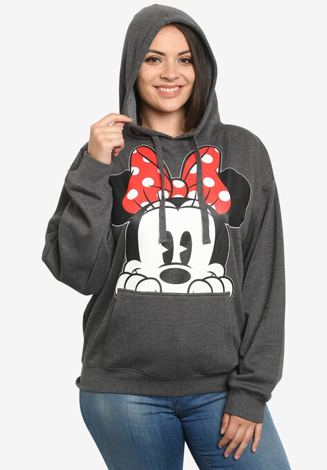 Disney Minnie Mouse Red Bow Hoodie Sweatshirt Charcoal, CHARCOAL, hi-res image number null