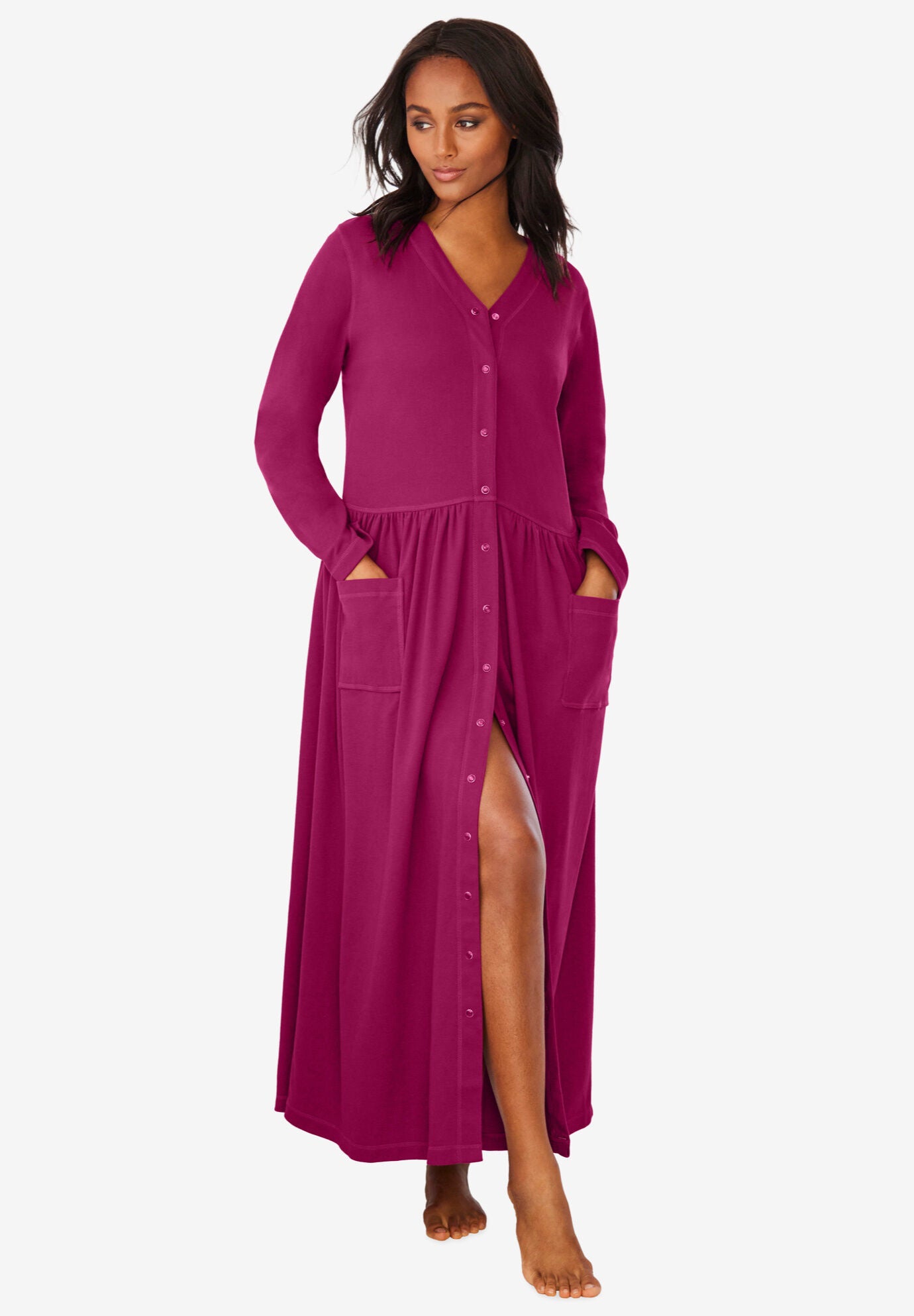 Long Snap Front Knit Lounger