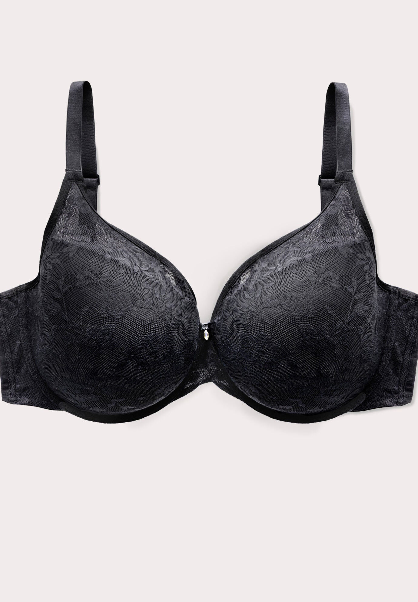 No Show Lace Plunge T-shirt Bra, BLACK HUE, alternate image number 2