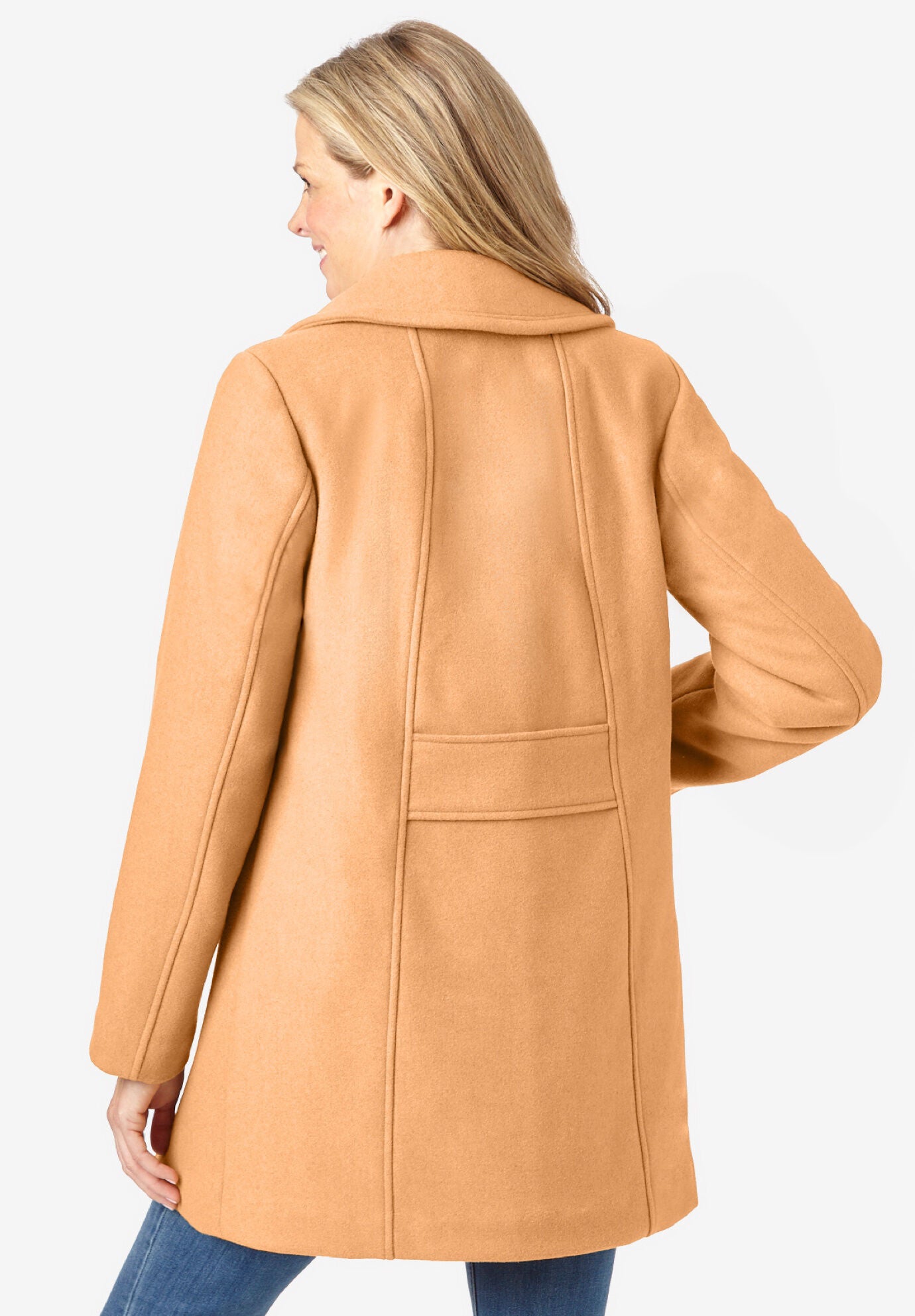 Double Breasted Wool Peacoat Plus Size Black Woman Within