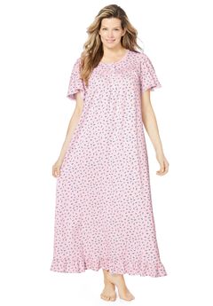 Long Floral Print Cotton Gown