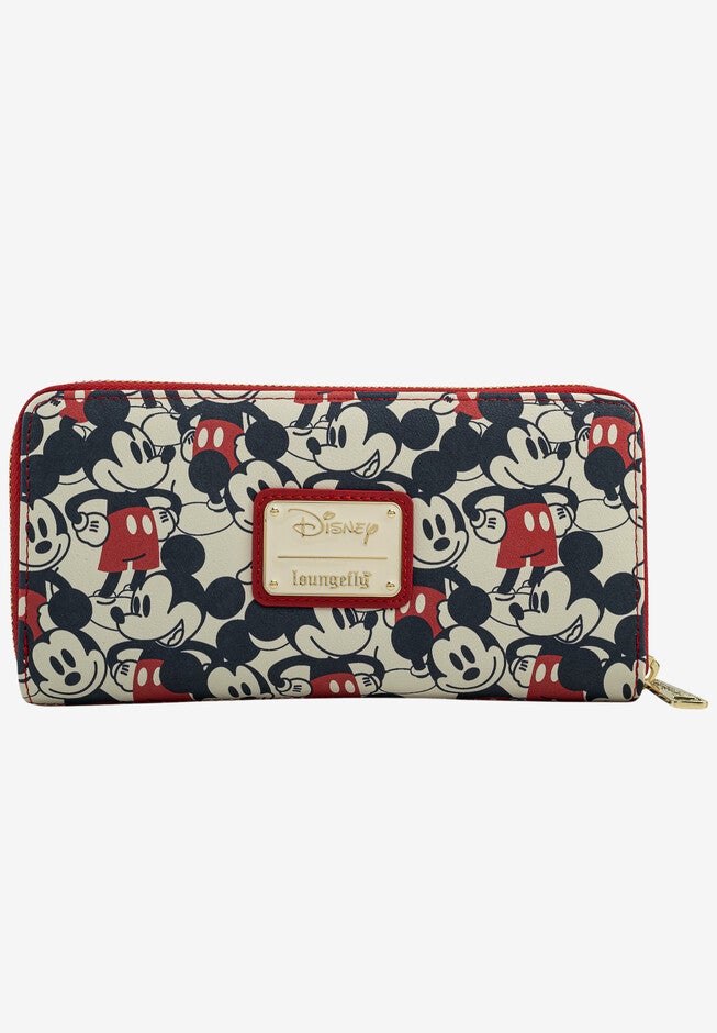 Loungefly x Disney Women's Mickey & Minnie Mouse Zip Around Wallet Navy, MULTI, hi-res image number 0