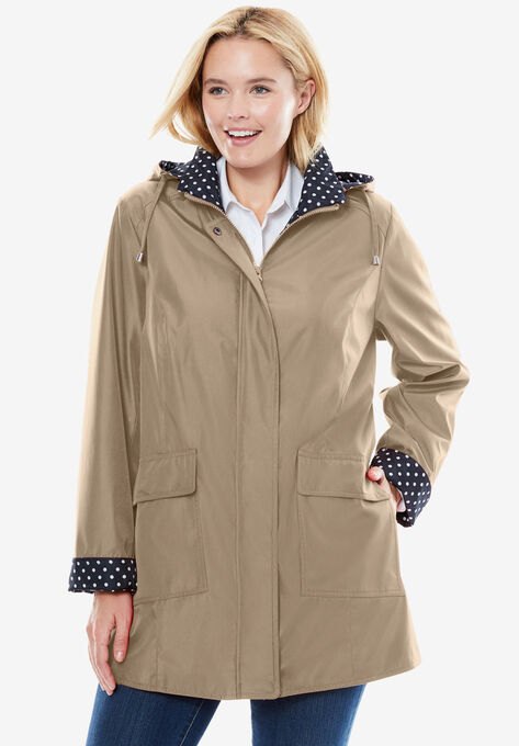 Raincoat in new short length with fun dot trim, NEW KHAKI, hi-res image number null