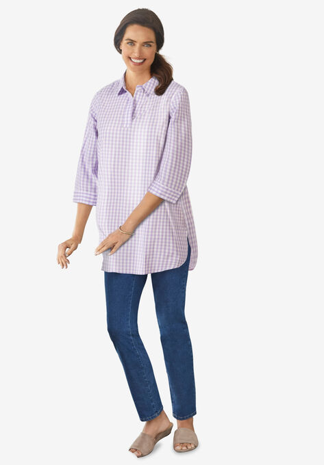 Perfect Popover Collared Shirt, SOFT IRIS GINGHAM, hi-res image number null