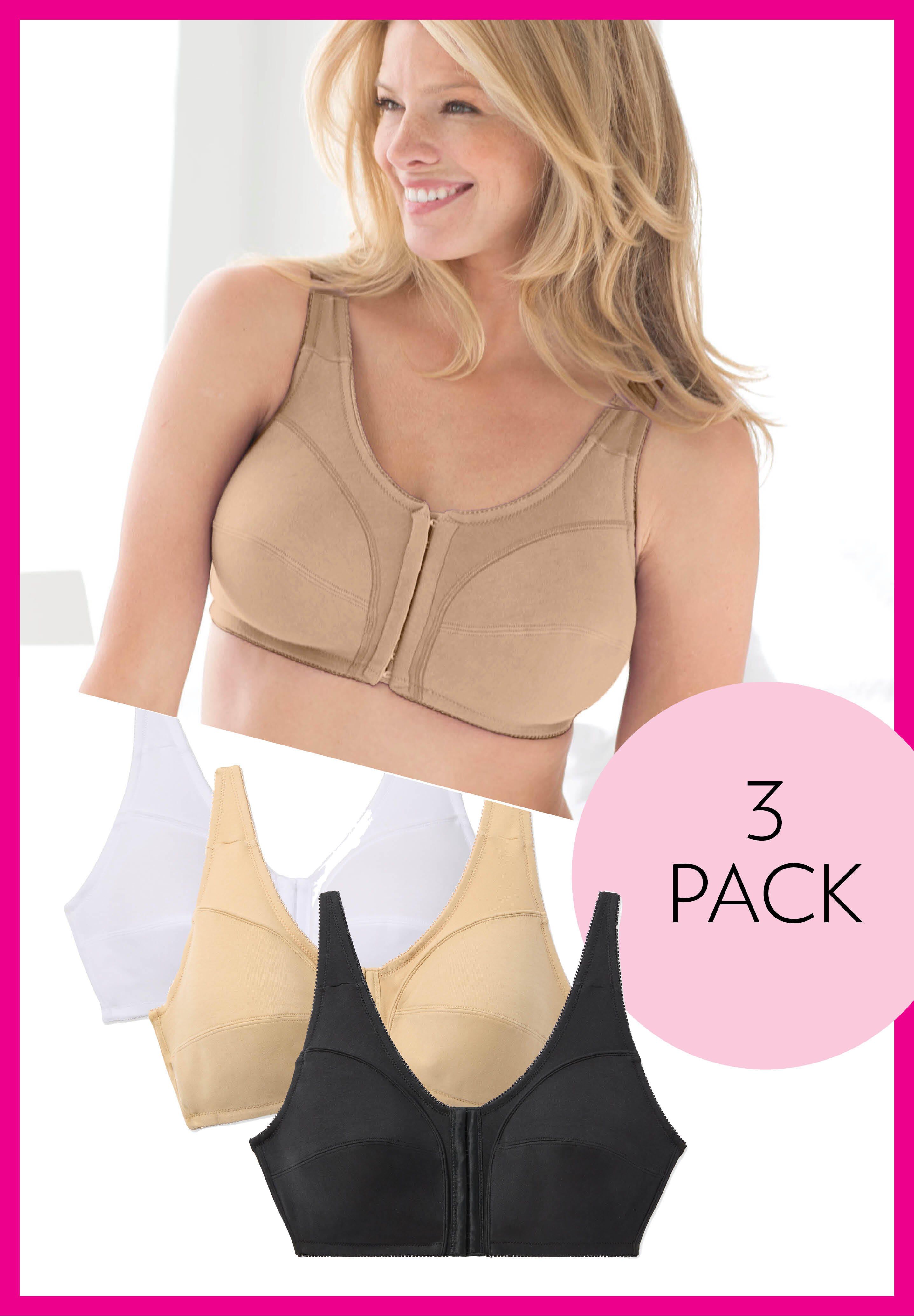 Comfort Choice&reg; 3-Pack Front-Close Cotton Wireless Bra