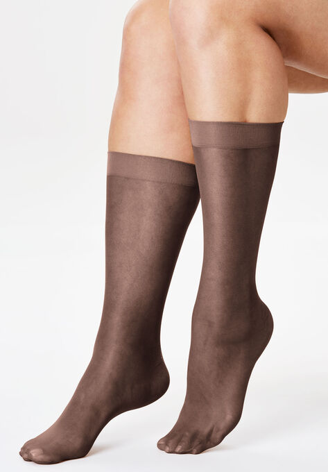 3-Pack Sheer Knee-High Socks , DARK COFFEE, hi-res image number null