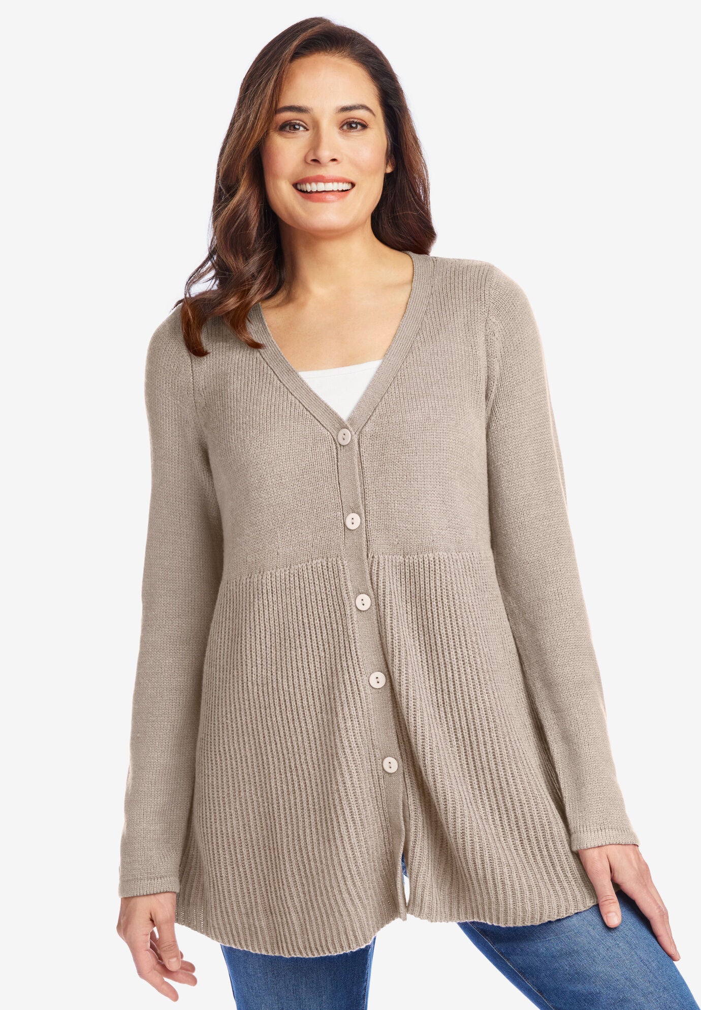 Woman within cardigan sweaters on sale