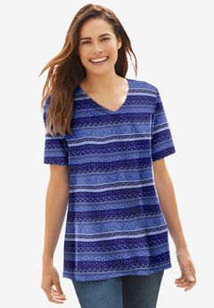 Perfect Printed Short-Sleeve V-Neck Tee