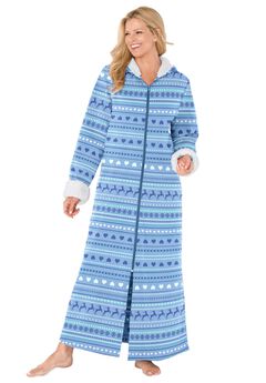 Sherpa-Lined Long Hooded Robe