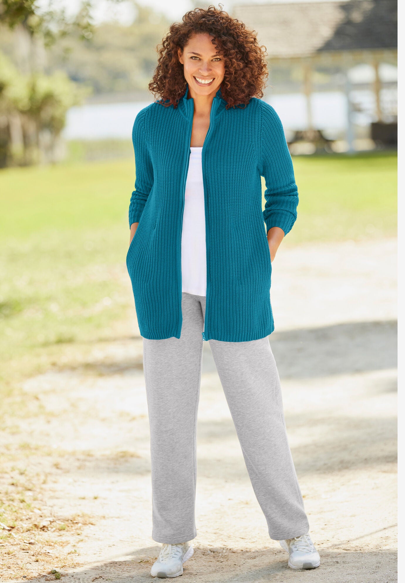 Woman Within Women s Plus Size Zip Front Shaker Cardigan 4X Navy