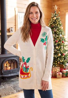 Holiday Motif Cardigan Sweater