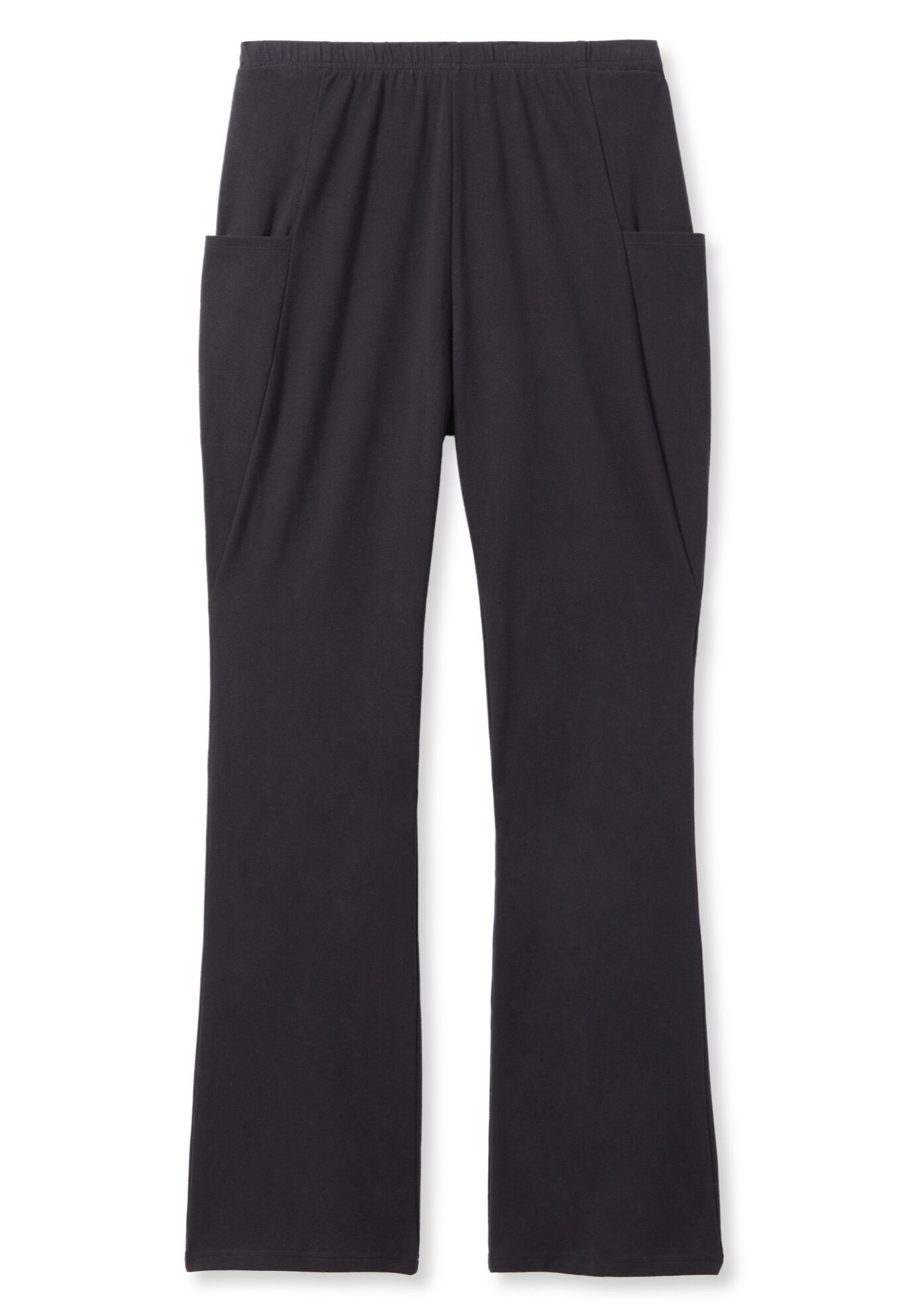 Stretch-Cotton Knit Pull-On Bootcut Pocket Leggings, , alternate image number 3