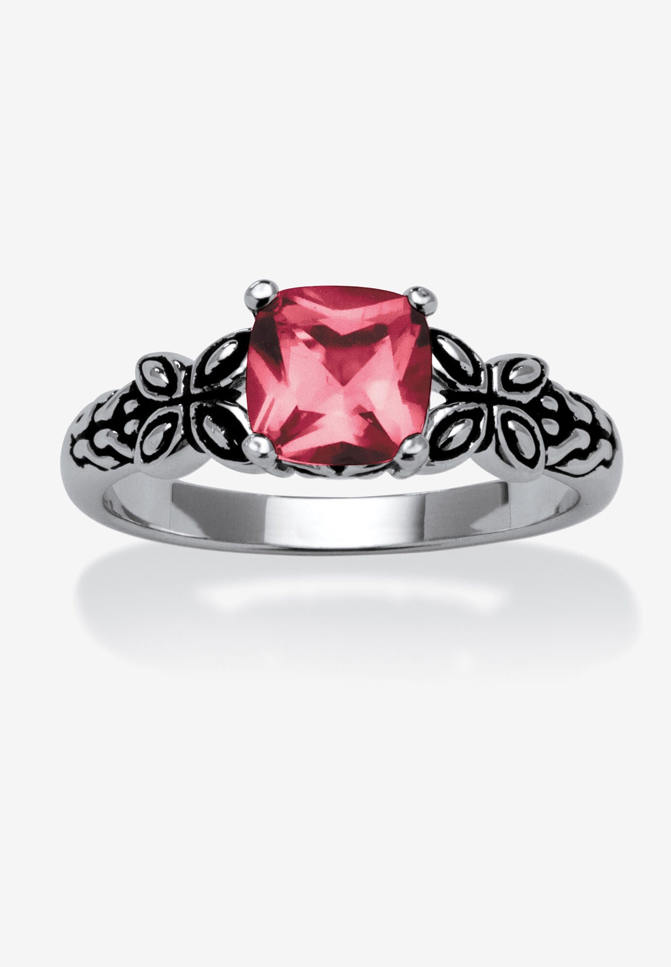 Cushion-Cut Birthstone Ring In Sterling Silver, OCTOBER, hi-res image number 0