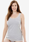 Lace-Trimmed Stretch Cotton Camisole , HEATHER GREY, hi-res image number null