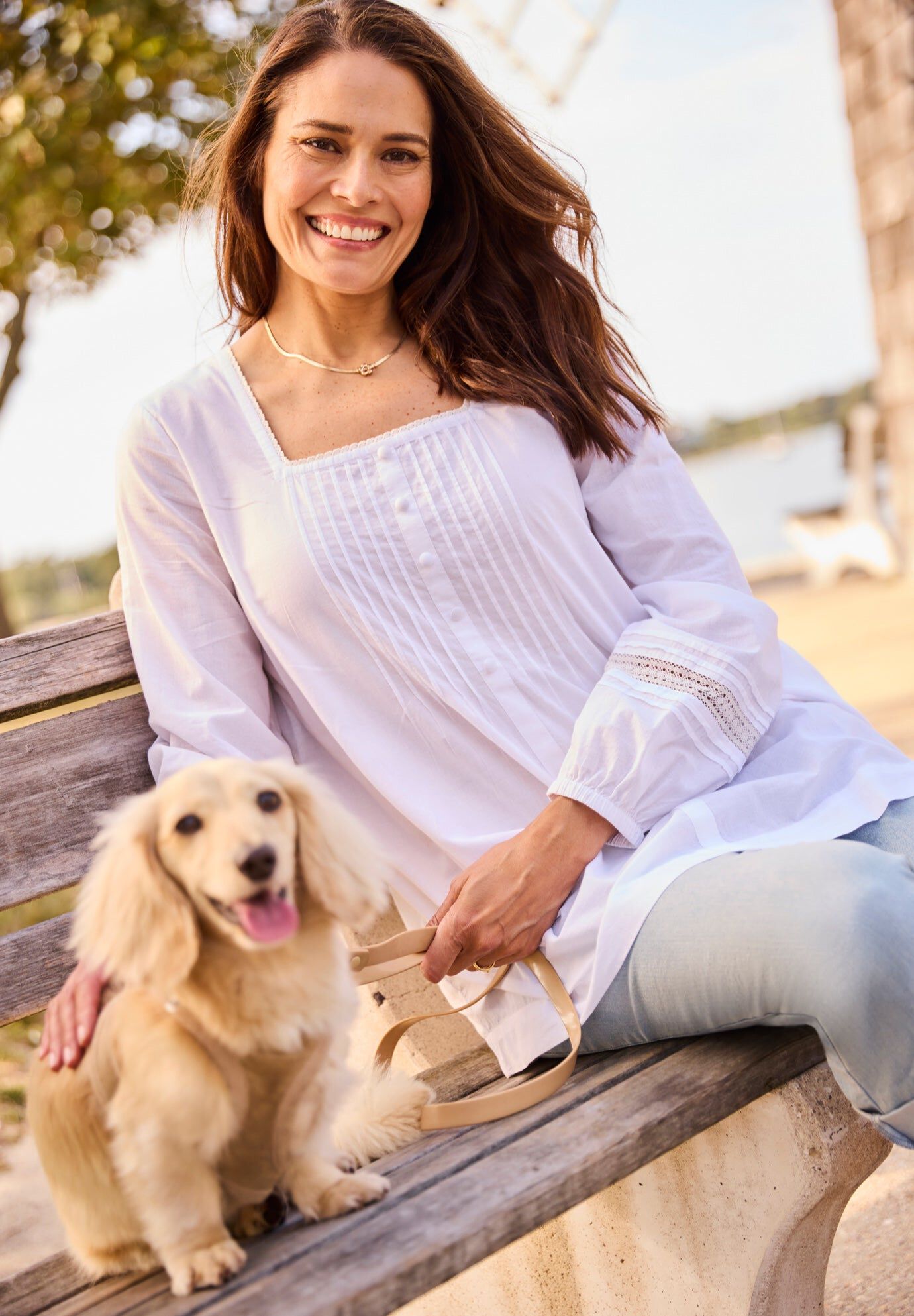 Square-Neck Blouse, WHITE, hi-res image number 0