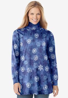 Perfect Printed Long-Sleeve Turtleneck Tee