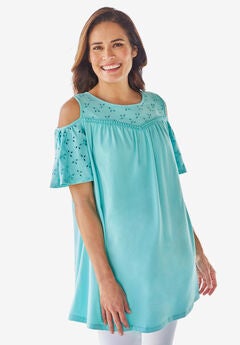 Eyelet Cold-Shoulder Tunic