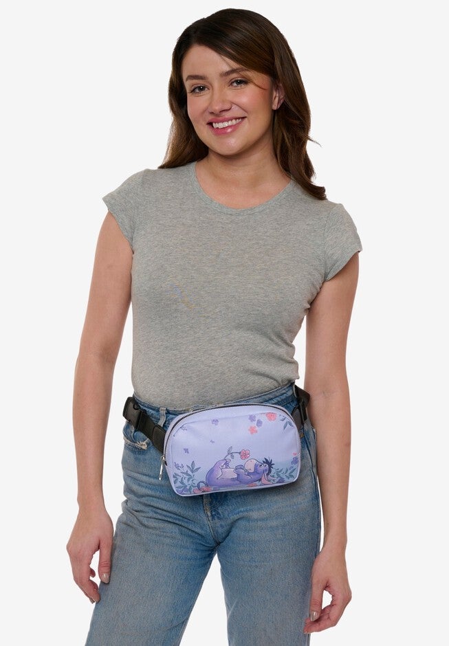 Disney Winnie The Pooh Eeyore Belt Bag Crossbody Zippered Floral Faux Leather, , alternate image number 1