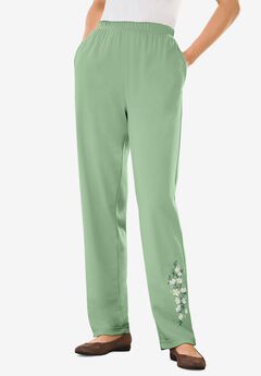 7-Day Embroidered Straight-Leg Knit Pant