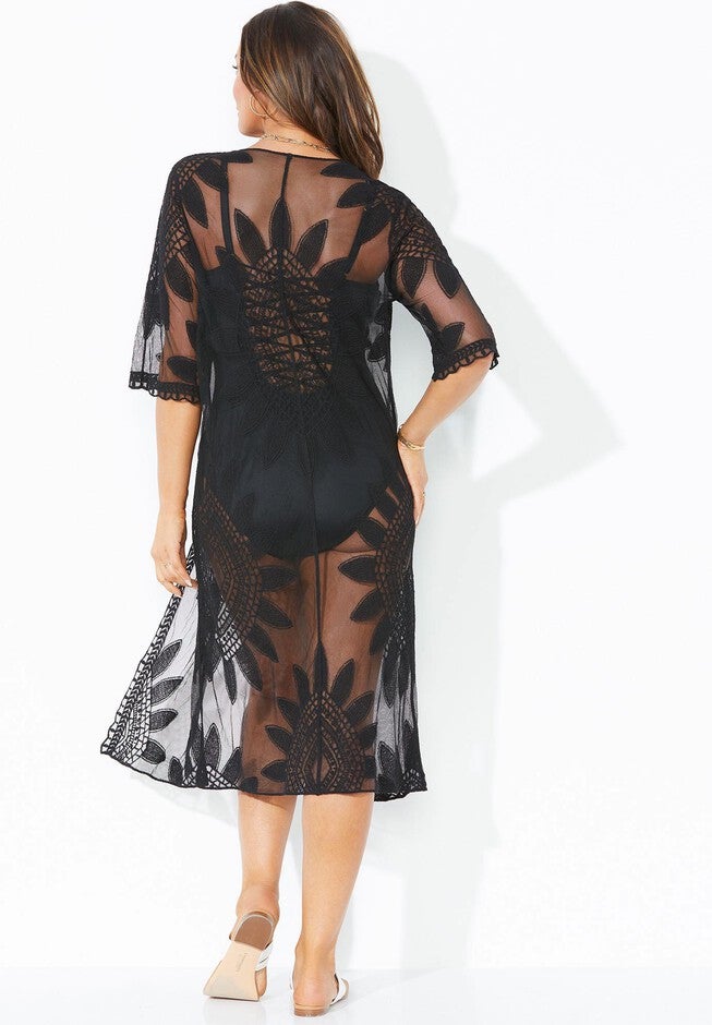 Open-Front Embroidered Cover Up , , on-hover image number null