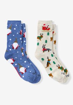 MeMoi® 2-Pack Holiday Crew Socks