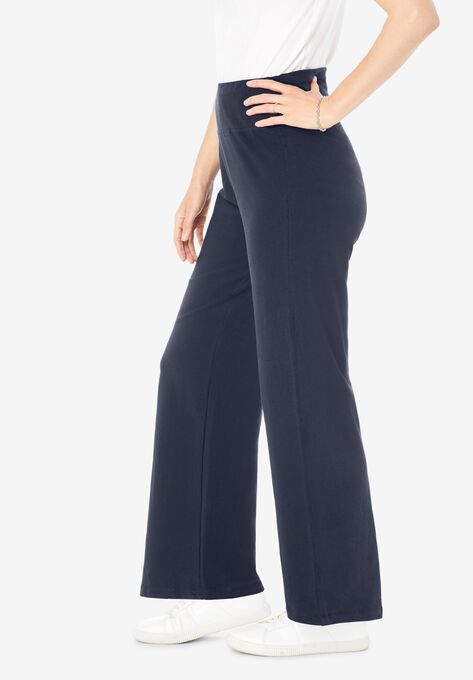 Stretch Cotton Wide Leg Pant, , alternate image number null