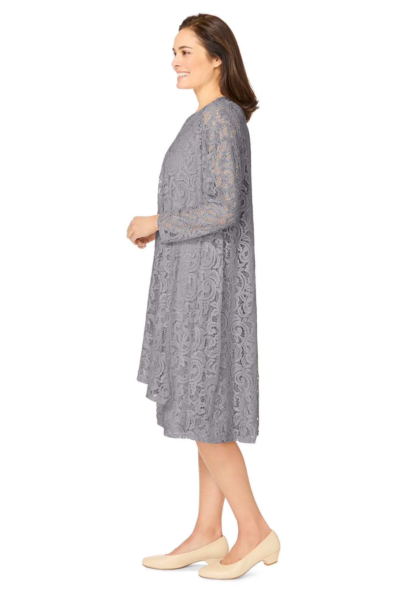 2 piece Lace Jacket Dress, GREY, alternate image number 2