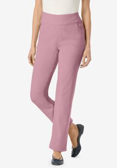 Flex-Fit Pull-On Straight-Leg Gap-Free Stretch Denim Jeans
