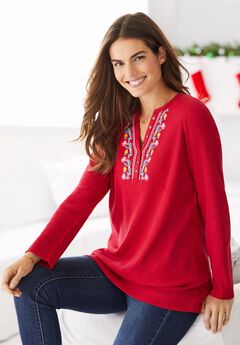 Embroidered Thermal Henley Tee
